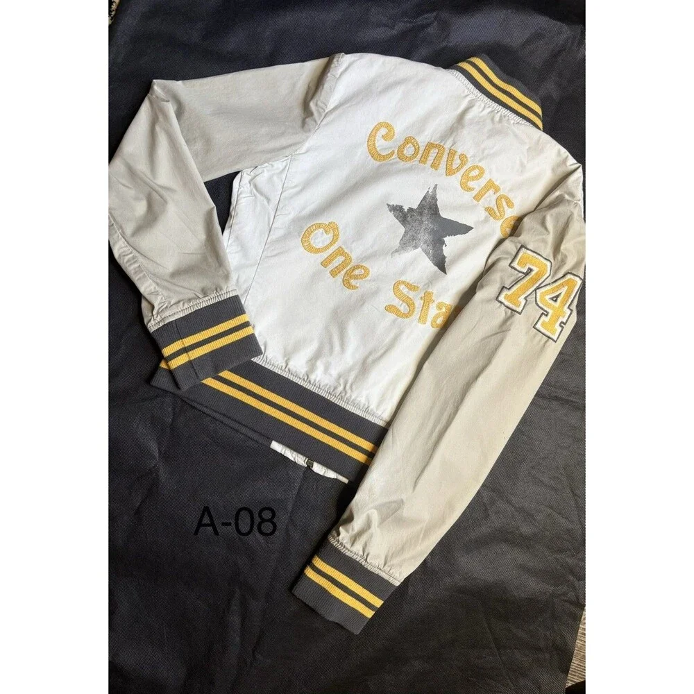 Converse One star Jacket Vtg Style Collegiate Full/Zip Y2K Embroidered 74 Sleeve